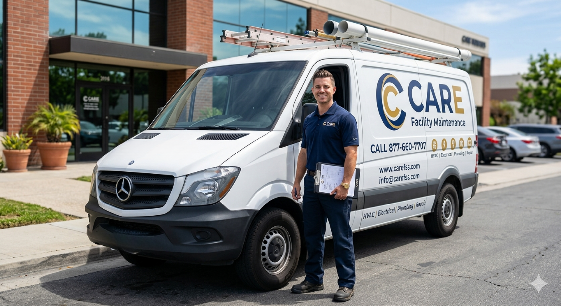 Care Facility Maintenance technician with branded service van